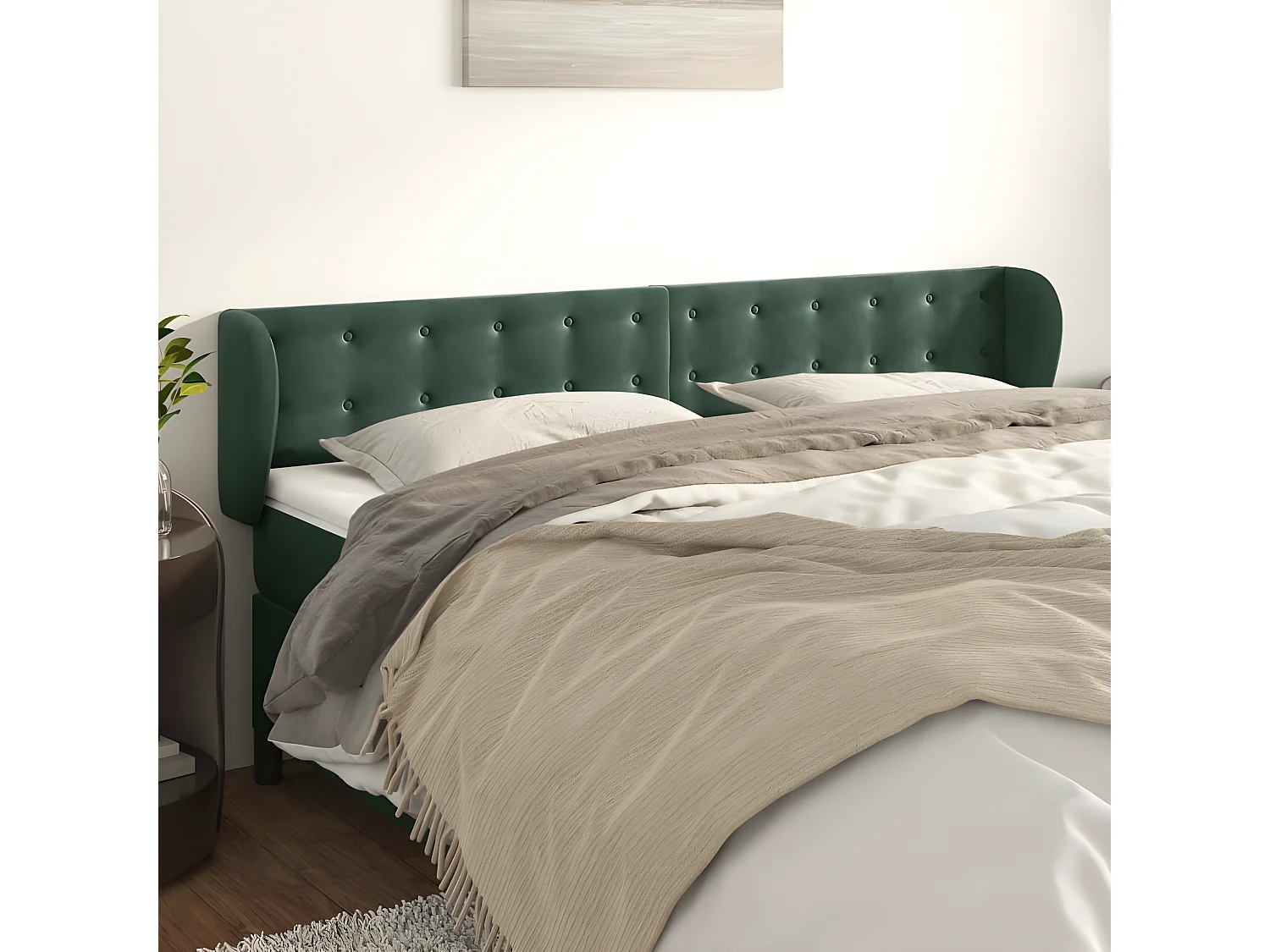Tête de lit avec oreilles Vert foncé 203x23x78,88 cm Velours LKC90407 BonneVie Meuble