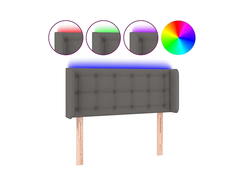 LED Kopfteil,Bettkopfteil Grau 93x16x78/88 cm Kunstleder -gkd426011