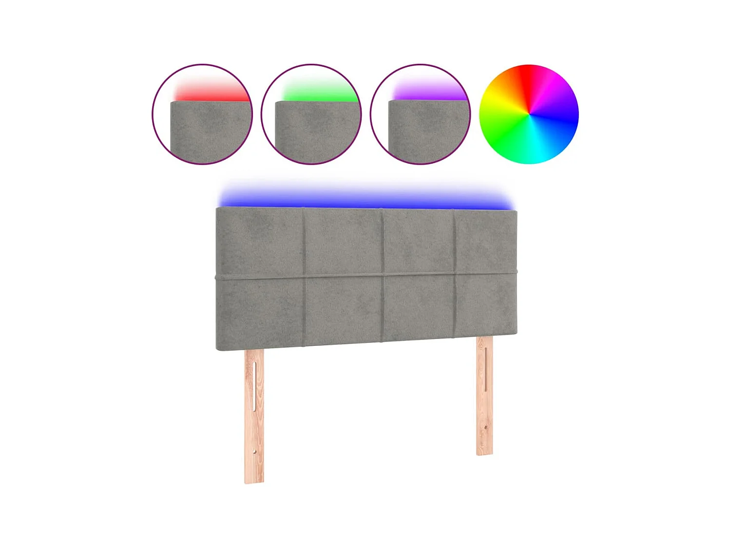 LED Kopfteil,Bettkopfteil Hellgrau 80x5x78/88 cm Samt -gkd233536