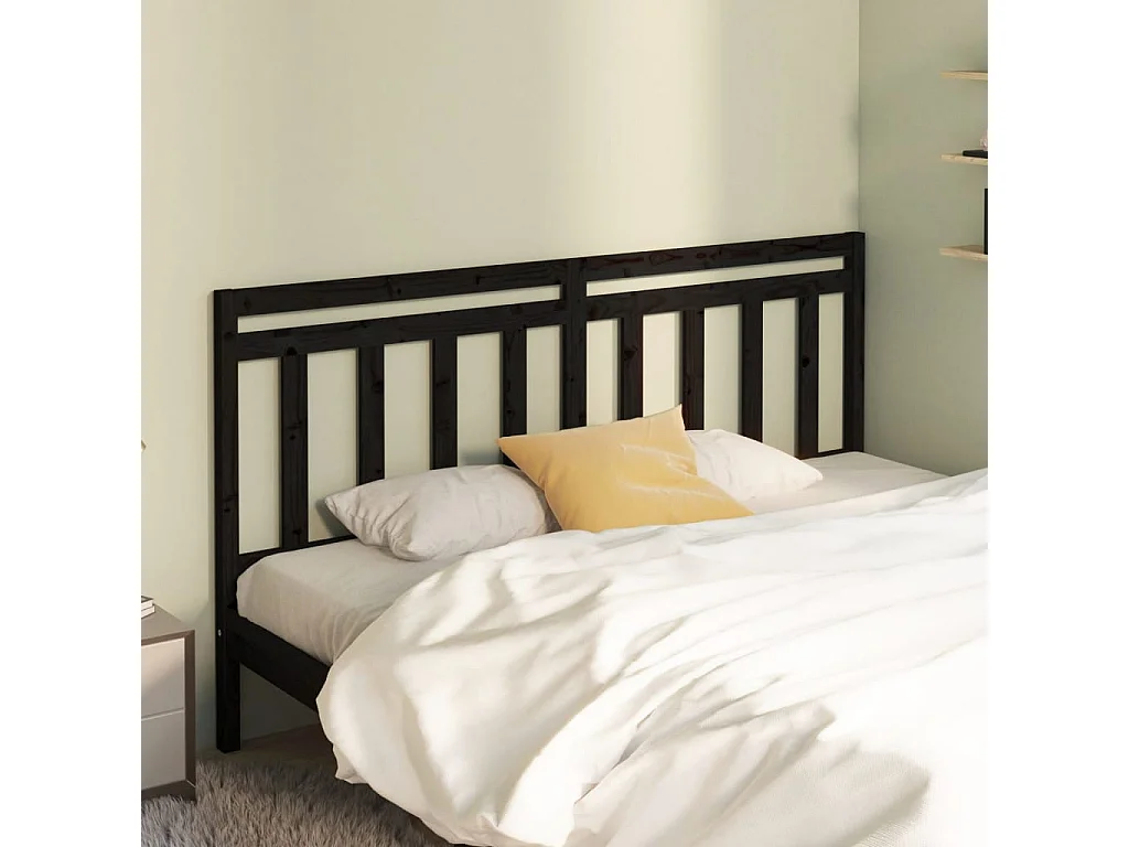 Cabeceira de cama 206x4x100 cm pinho maciço preto PT404548