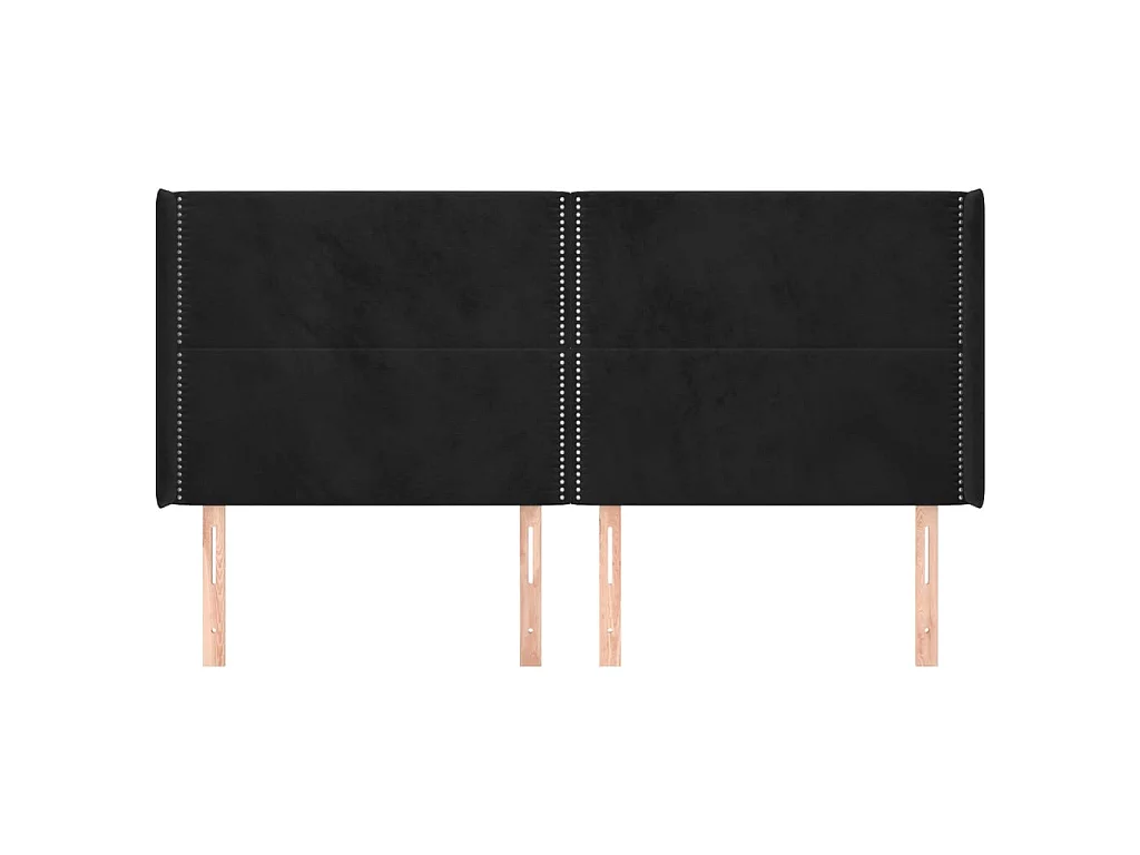 Testiera | Testata del letto ad Orecchio Nera 203x16x118/128 cm in Velluto