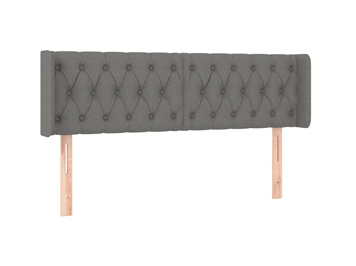 Testiera | Testata del letto ad Orecchio Grigio Scuro 163x16x78/88 cm in Tessuto