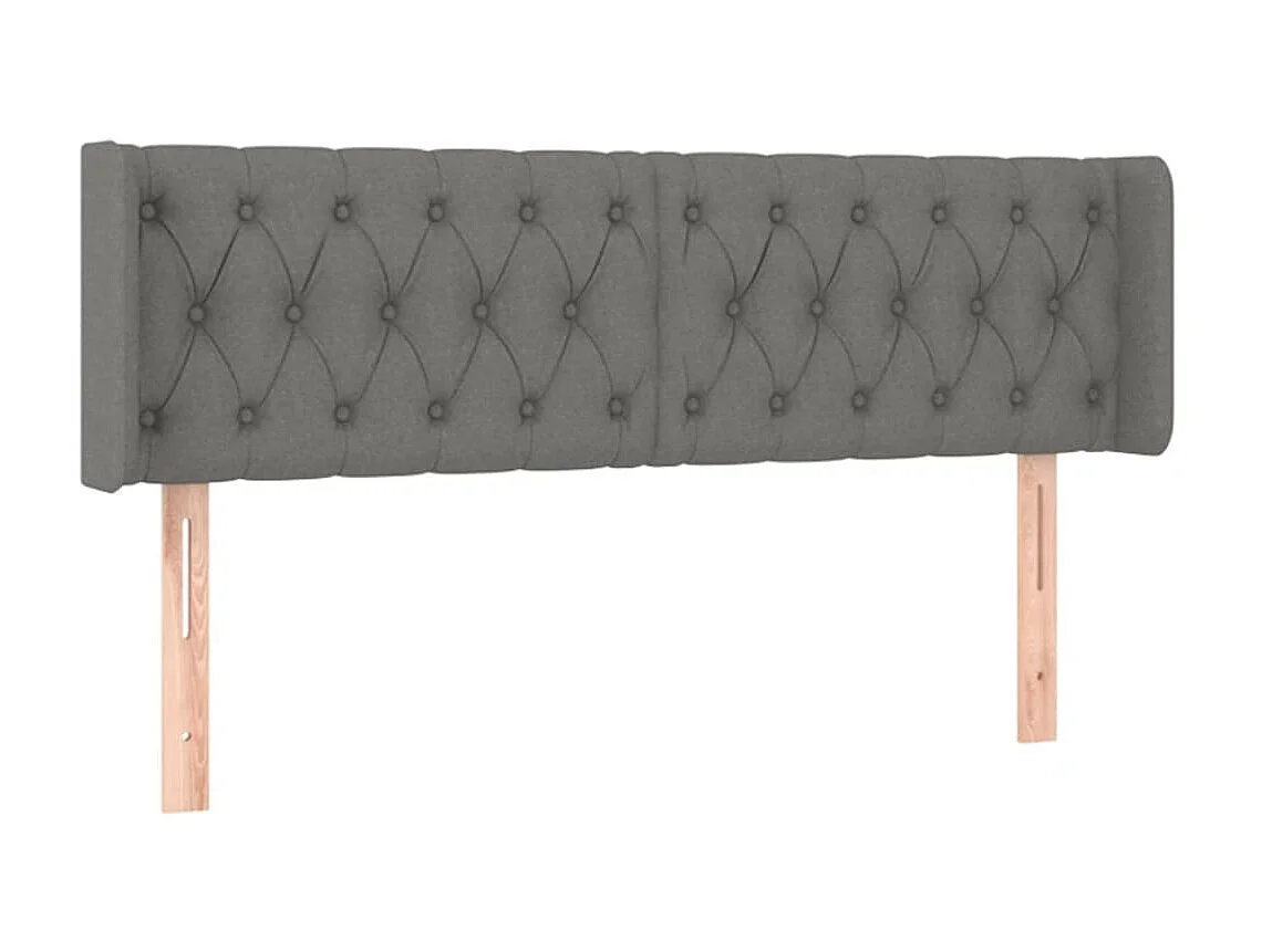 Tête de lit avec oreilles Gris foncé 163x16x78/88 cm Tissu POI84162 BonneVie Meuble
