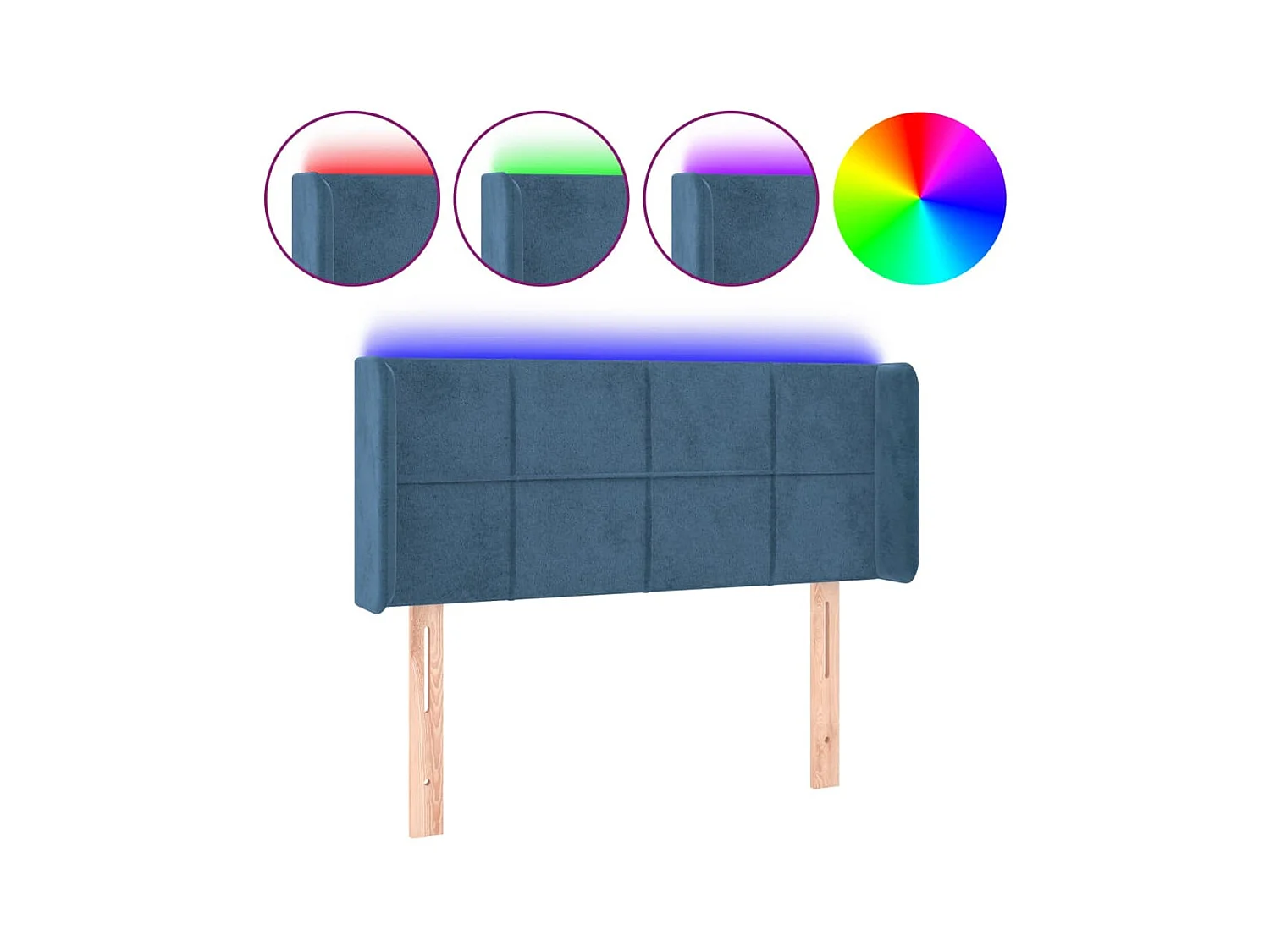 Tête de lit à LED Bleu foncé 93x16x78/88 cm Velours POI12189 BonneVie Meuble