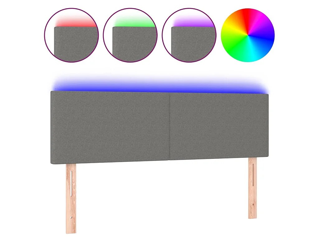 Cabecero con LED de tela gris oscuro 144x5x78/88 cm ES49326