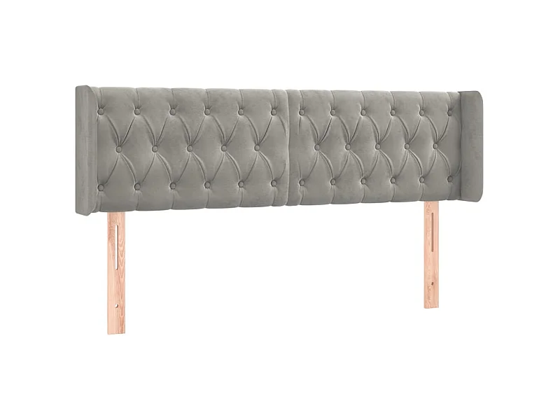 Kopfteil,Bettkopfteil mit Ohren Hellgrau 163x16x78/88 cm Samt -gkd700043