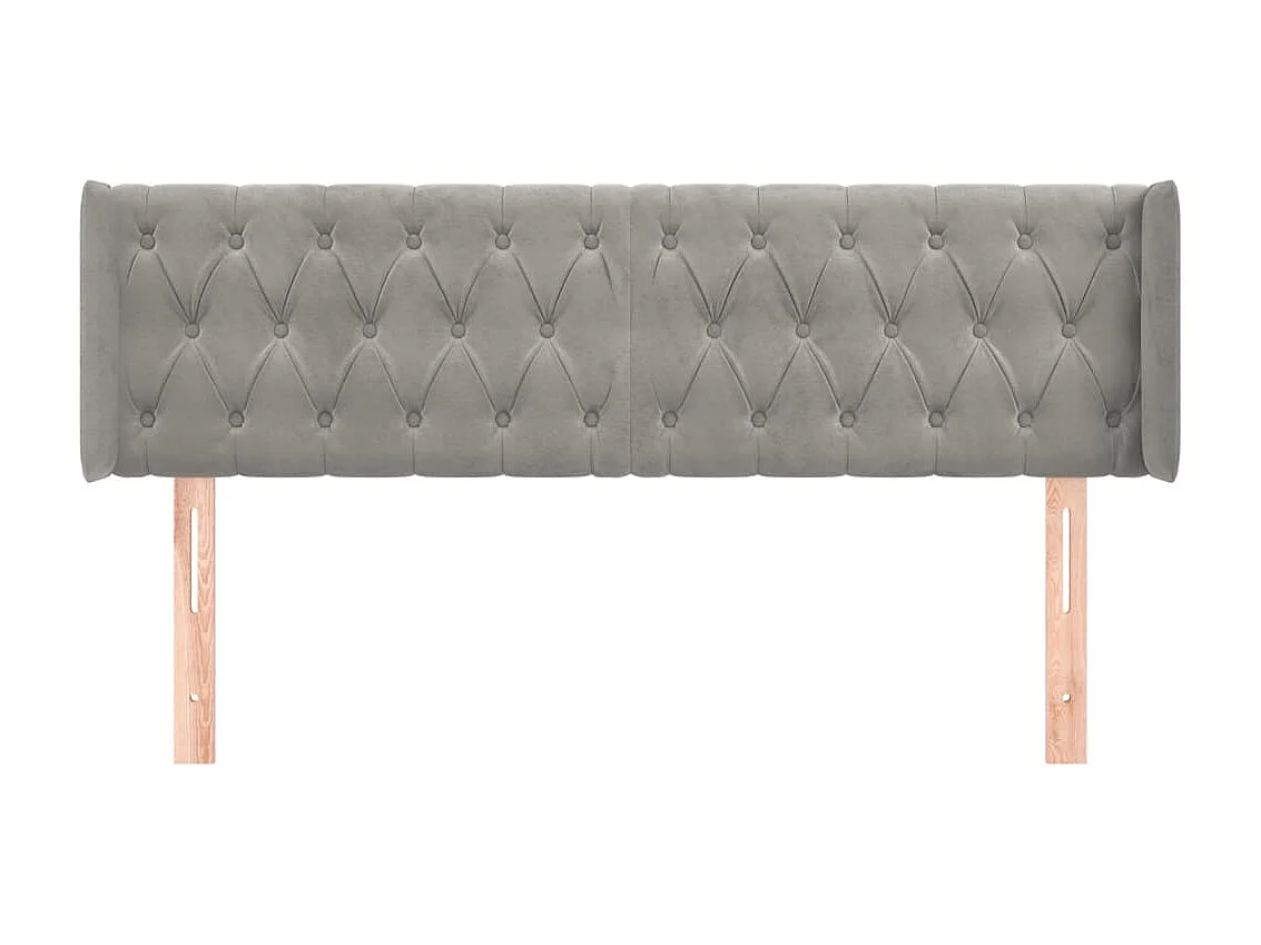 Hoofdbord met randen 163x16x78/88 cm fluweel lichtgrijs NL364577