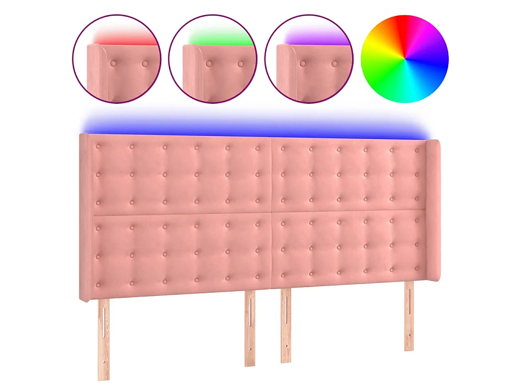 LED Kopfteil,Bettkopfteil Rosa 163x16x118/128 cm Samt -gkd165947