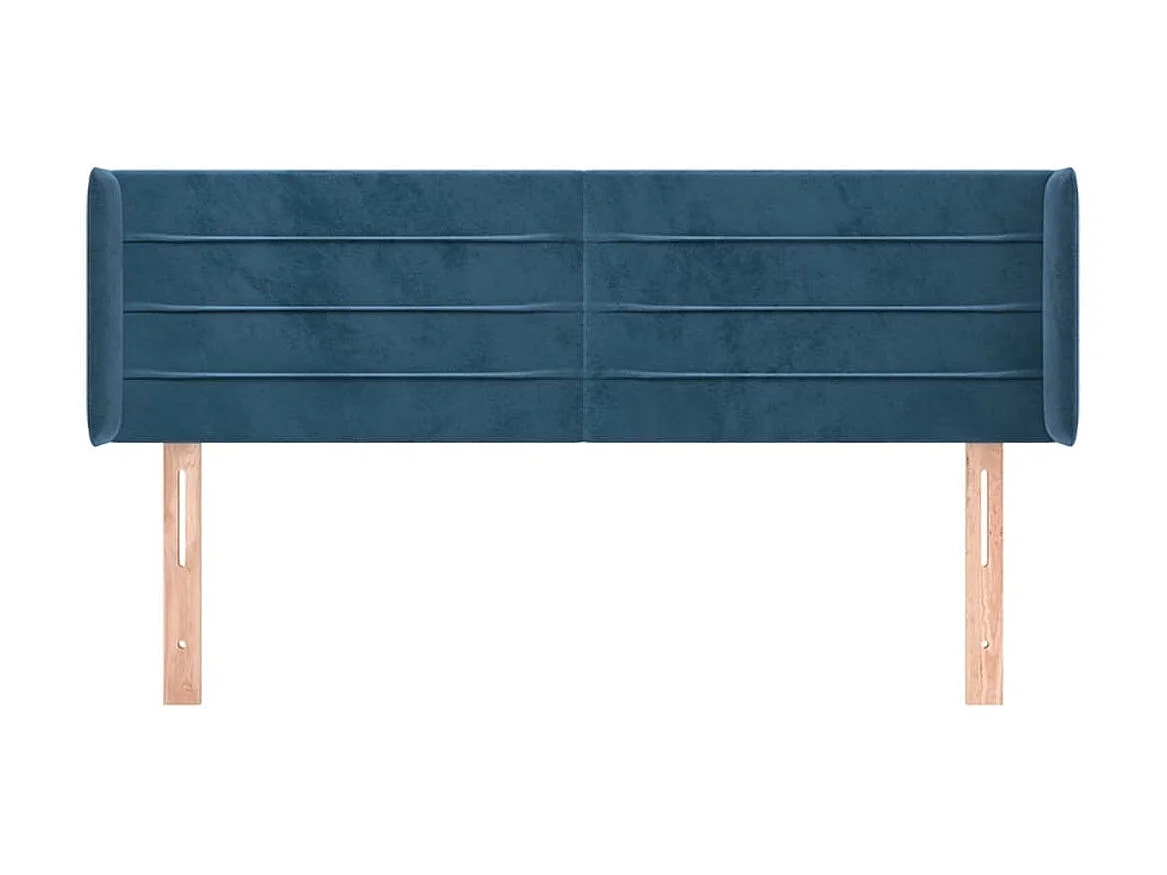 Cabeceira de cama c/ abas tecido 147x16x78/88cm azul-escuro PT323614