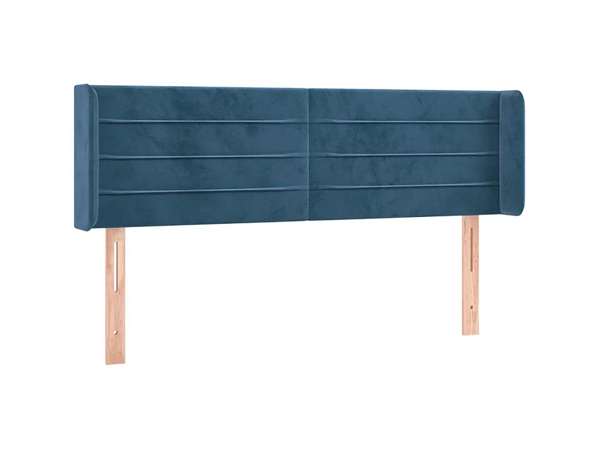Testiera | Testata del letto ad Orecchio Blu Scuro 147x16x78/88 cm in Velluto