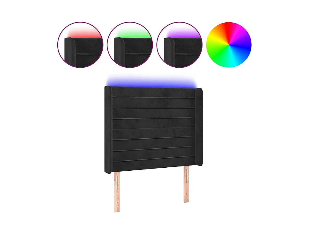 Tête de lit à LED Noir 83x16x118/128 cm Velours POI68962 BonneVie Meuble