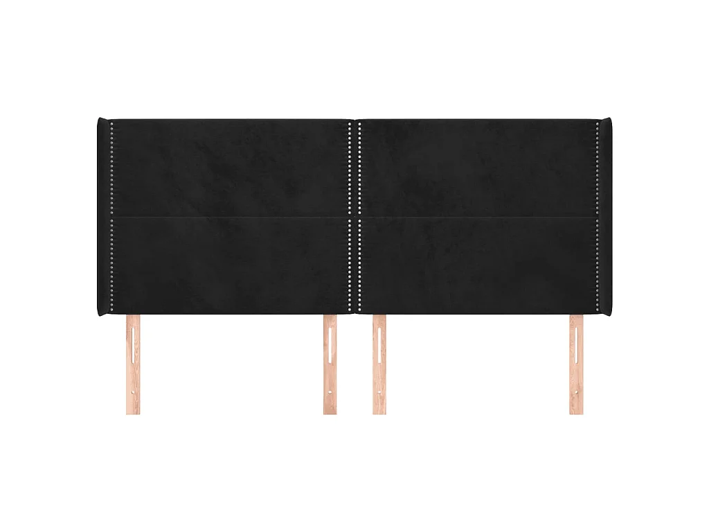 Testiera | Testata del letto ad Orecchio Nera 183x16x118/128 cm in Velluto