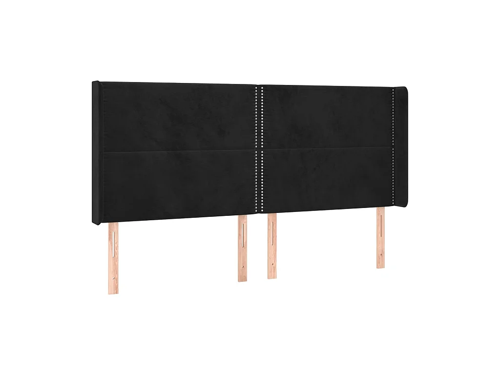 Tête de lit avec oreilles Noir 183x16x118/128 cm Velours POI66120 BonneVie Meuble