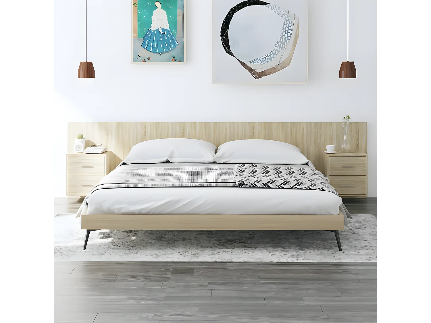 Tête de lit avec armoires Chêne sonoma Bois d'ingénierie POI94548 BonneVie Meuble