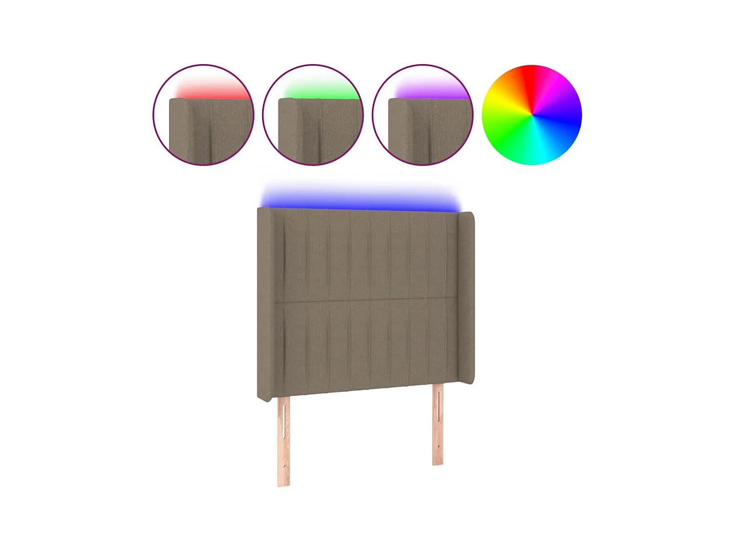 Tête de lit à LED Taupe 93x16x118/128 cm Tissu POI45105 BonneVie Meuble