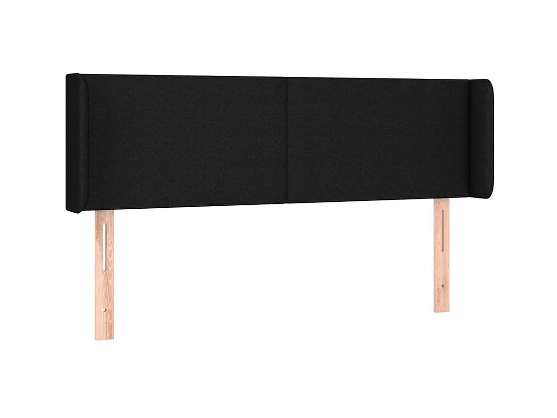 Tête de lit avec oreilles Noir 147x16x78/88 cm Tissu POI35060 BonneVie Meuble