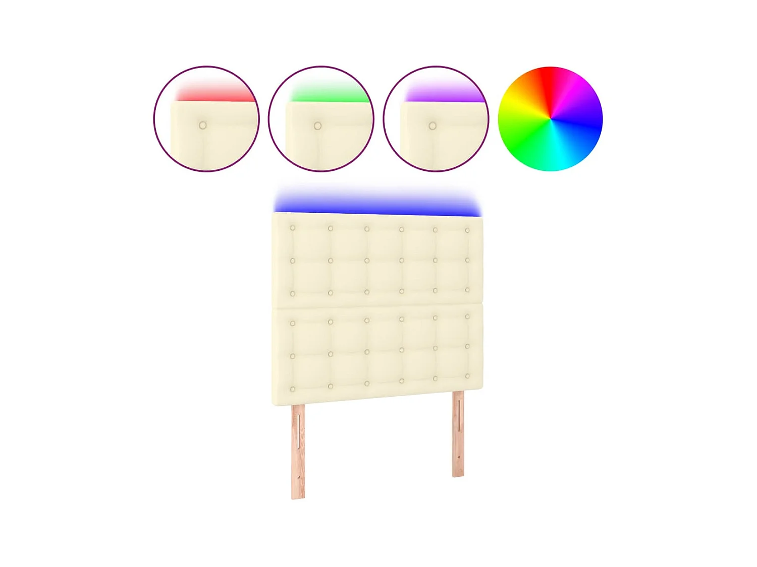Testiera | Testata del letto a LED Crema 100x5x118/128 cm in Similpelle