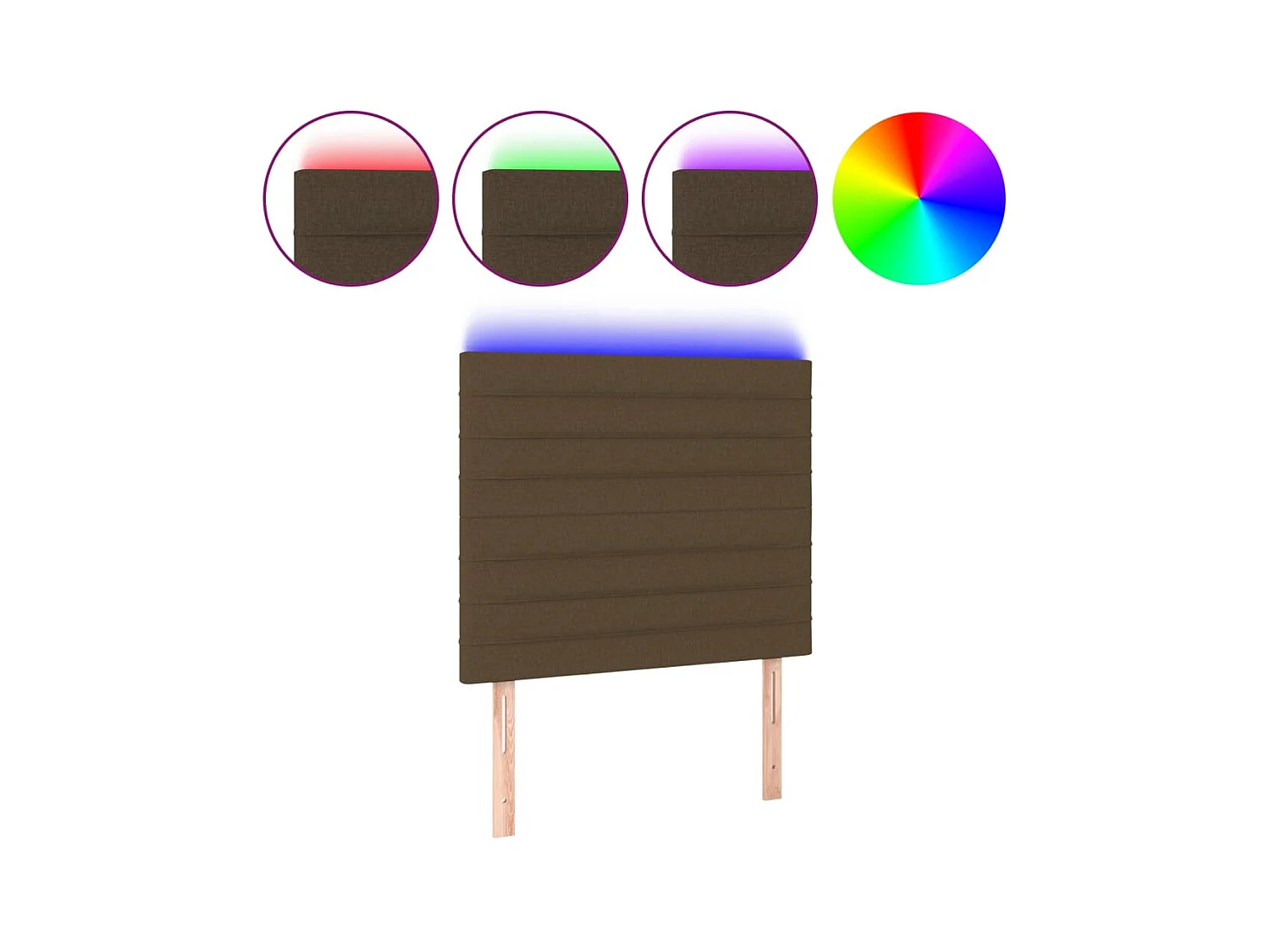 Hoofdbord LED 80x5x118/128 cm stof donkerbruin NL505034