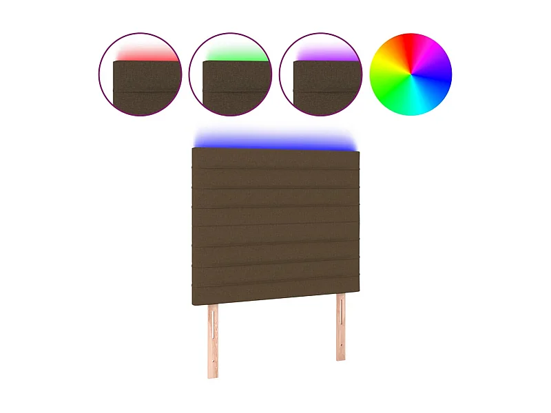 Tête de lit à LED Marron foncé 80x5x118/128 cm Tissu POI55219 BonneVie Meuble