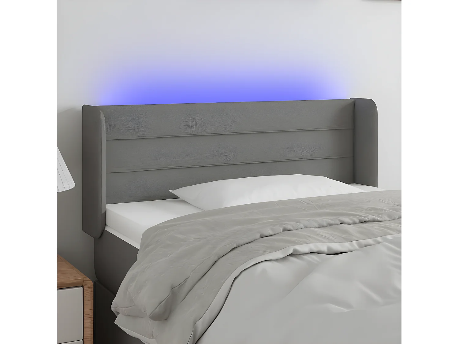Tête de lit à LED Gris foncé 83x16x78/88 cm Tissu POI15225 BonneVie Meuble