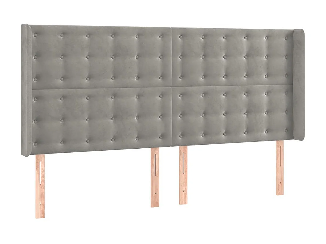 Testiera | Testata del letto a LED Grigio Chiaro 203x16x118/128 cm in Velluto