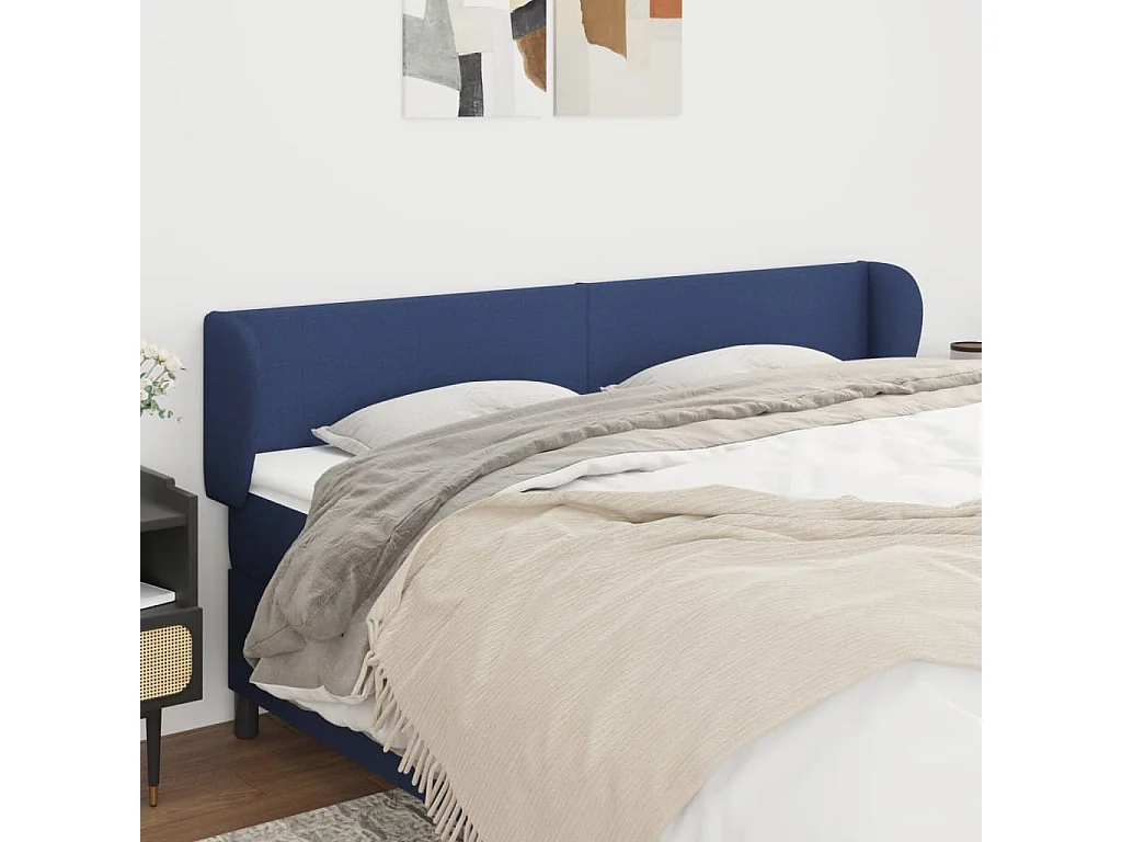 Tête de lit avec oreilles Bleu 183x23x78/88 cm Tissu POI72427 BonneVie Meuble