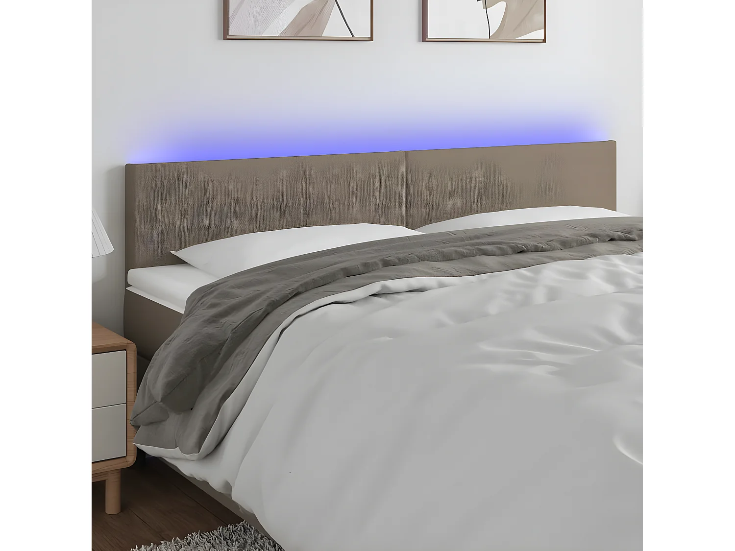 Tête de lit à LED Taupe 160x5x78/88 cm Tissu POI74212 BonneVie Meuble