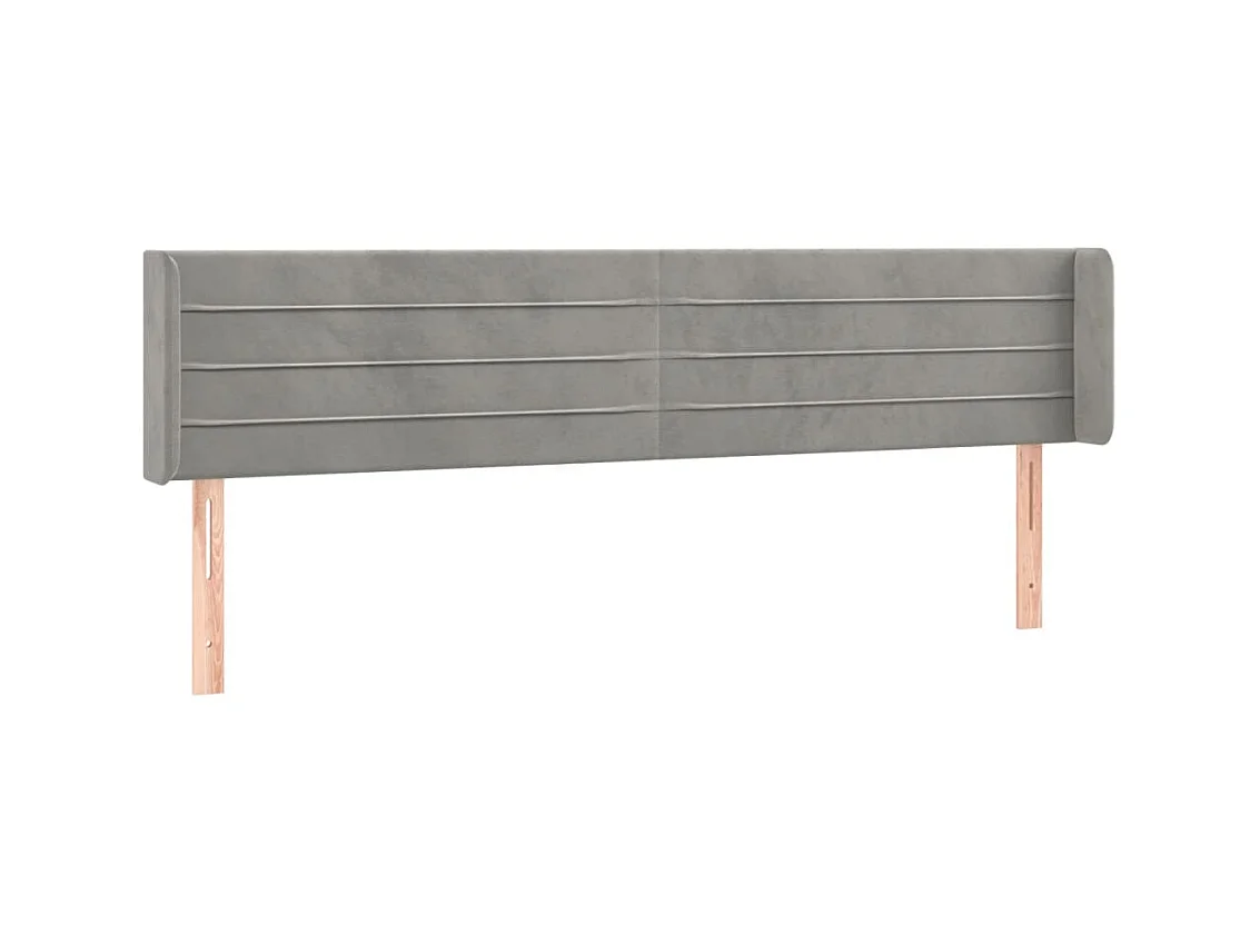 Tête de lit avec oreilles Gris clair 203x16x78/88 cm Velours POI58812 BonneVie Meuble