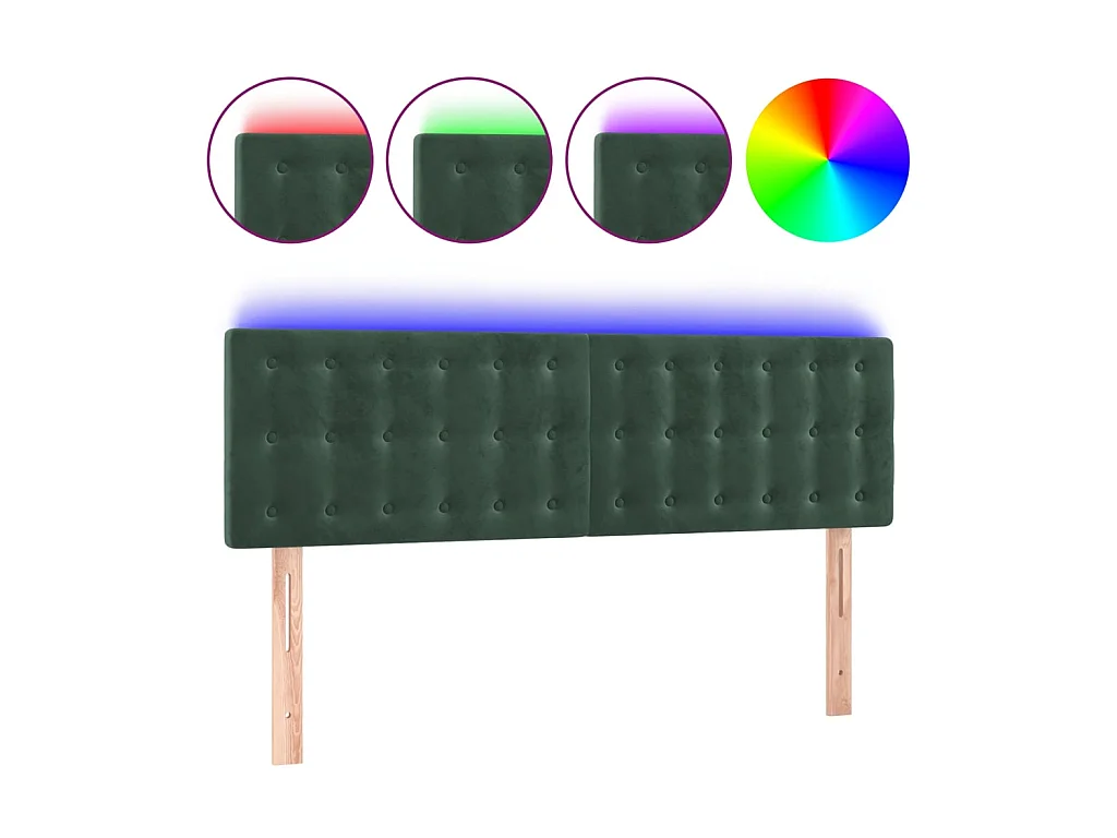 Tête de lit à LED Vert foncé 144x5x78/88 cm Velours POI44542 BonneVie Meuble