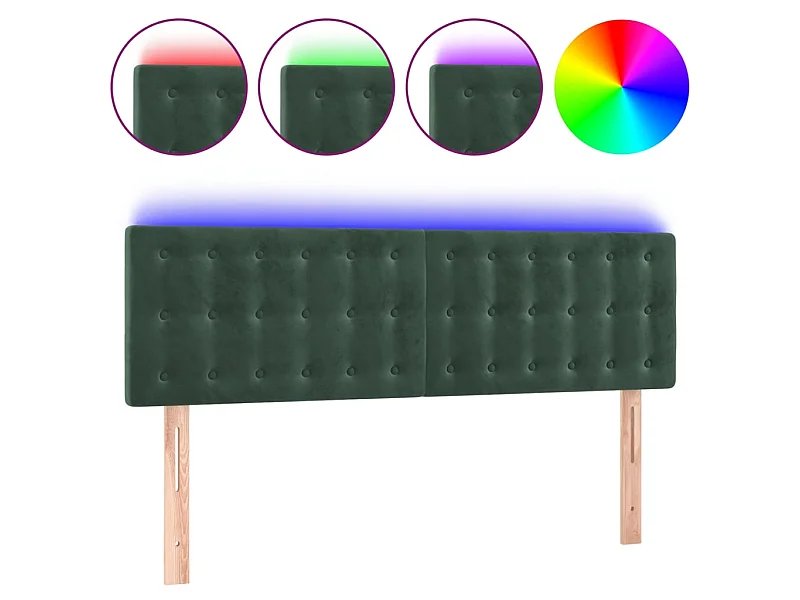 LED Kopfteil,Bettkopfteil Dunkelgrün 144x5x78/88 cm Samt -gkd883225