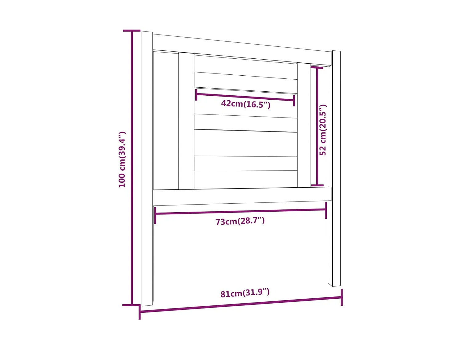 Cabeceira de cama 81x4x100 cm pinho maciço preto PT850402