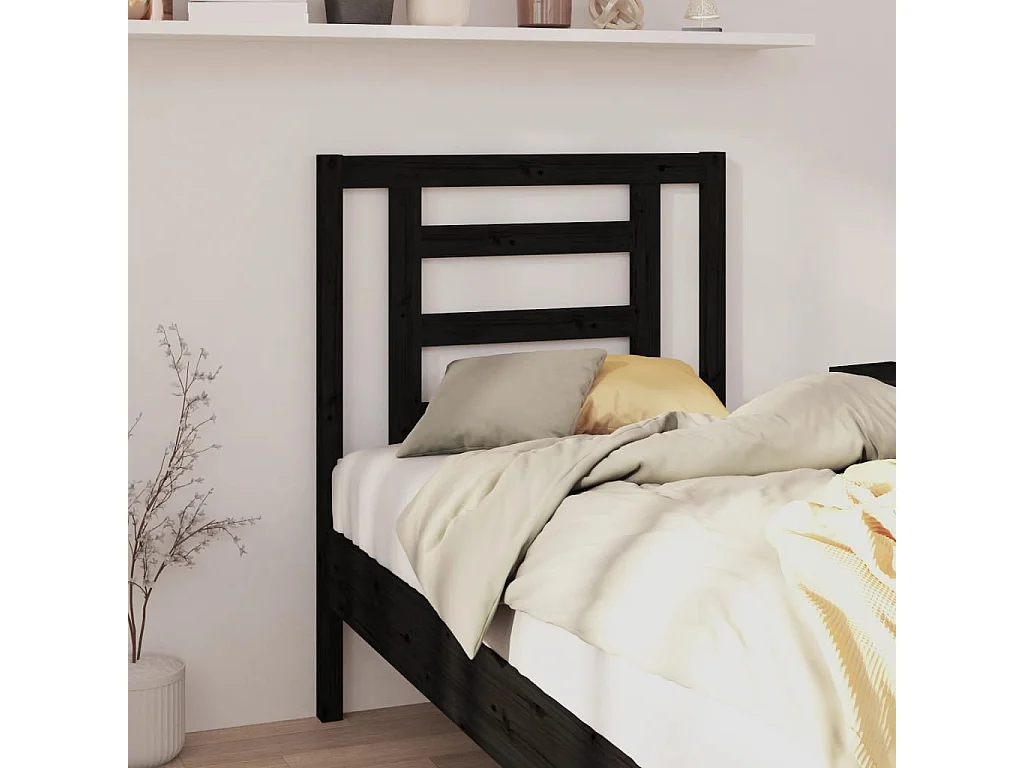 Tête de lit Noir 81x4x100 cm Bois massif de pin POI32059 BonneVie Meuble