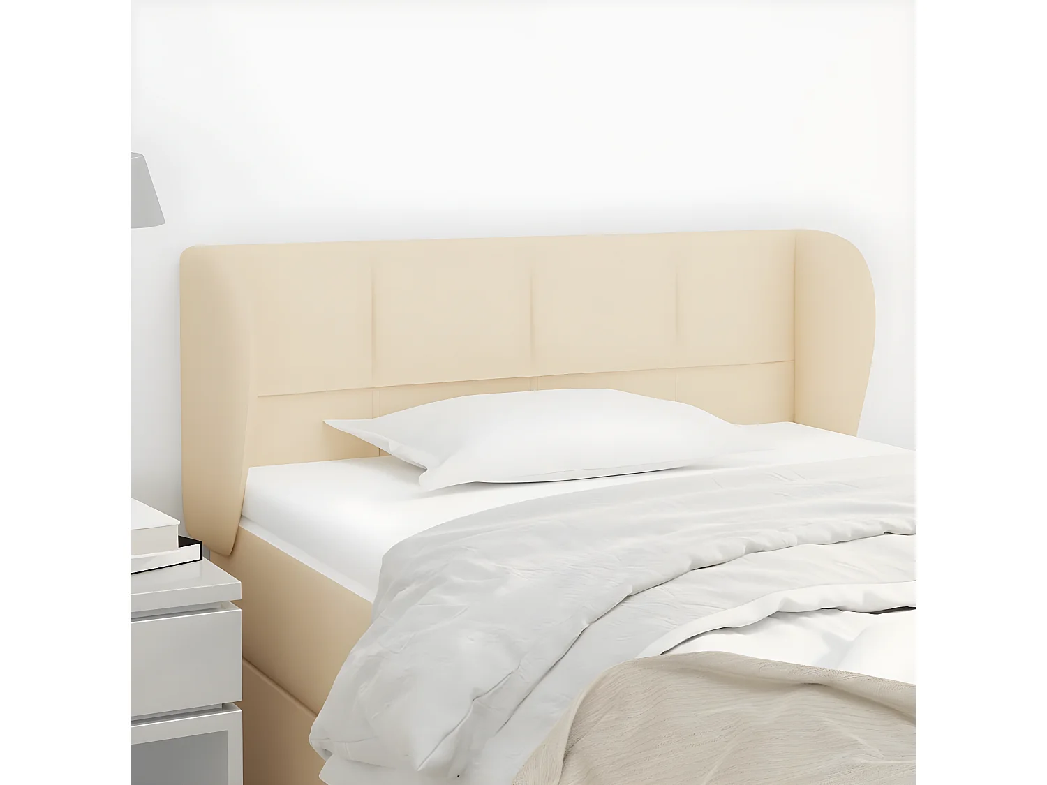 Cabecero de tela color crema 103x23x78/88 cm ES85825