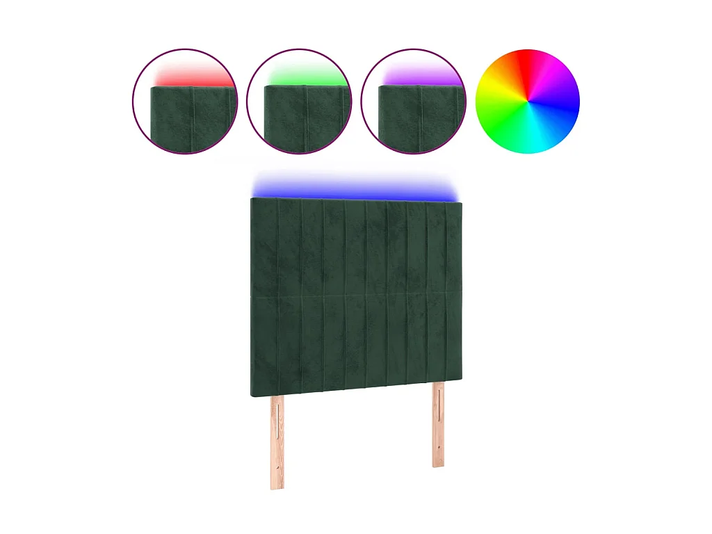 Tête de lit à LED Vert foncé 100x5x118/128 cm Velours POI24778 BonneVie Meuble