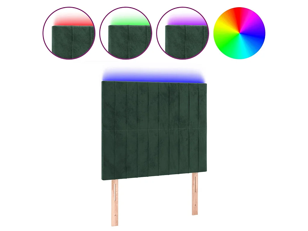 Tête de lit à LED Vert foncé 100x5x118/128 cm Velours POI24778 BonneVie Meuble