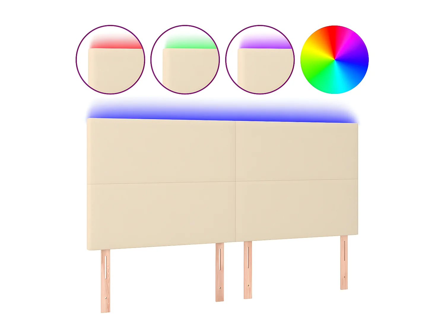 Tête de lit à LED Crème 160x5x118/128 cm Tissu POI68629 BonneVie Meuble