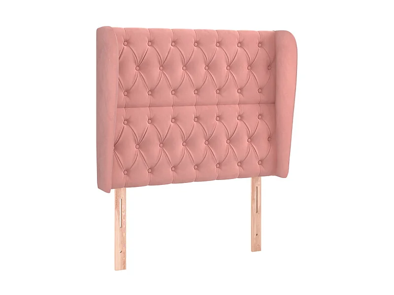 Cabeceira cama c/ abas veludo 103x23x118/128 cm rosa PT782982