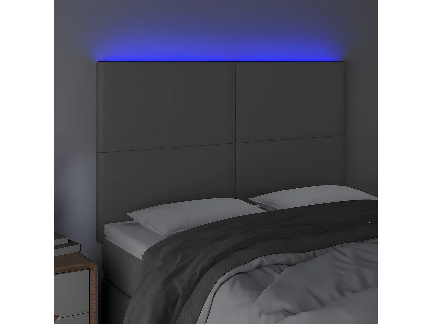 Testiera a LED Grigio 144x5x118/128 cm in Similpelle CFW496491