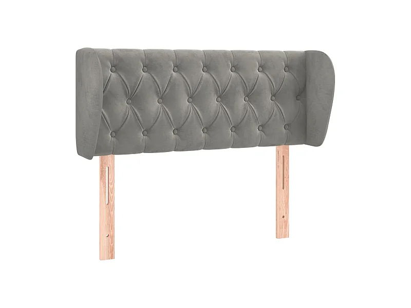 Kopfteil,Bettkopfteil mit Ohren Hellgrau 93x23x78/88 cm Samt -gkd315469