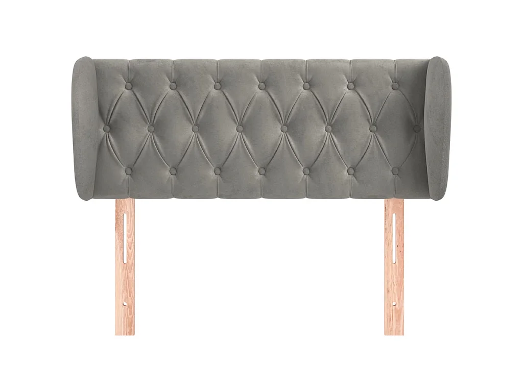 Tête de lit avec oreilles Gris clair 93x23x78/88 cm Velours POI30190 BonneVie Meuble