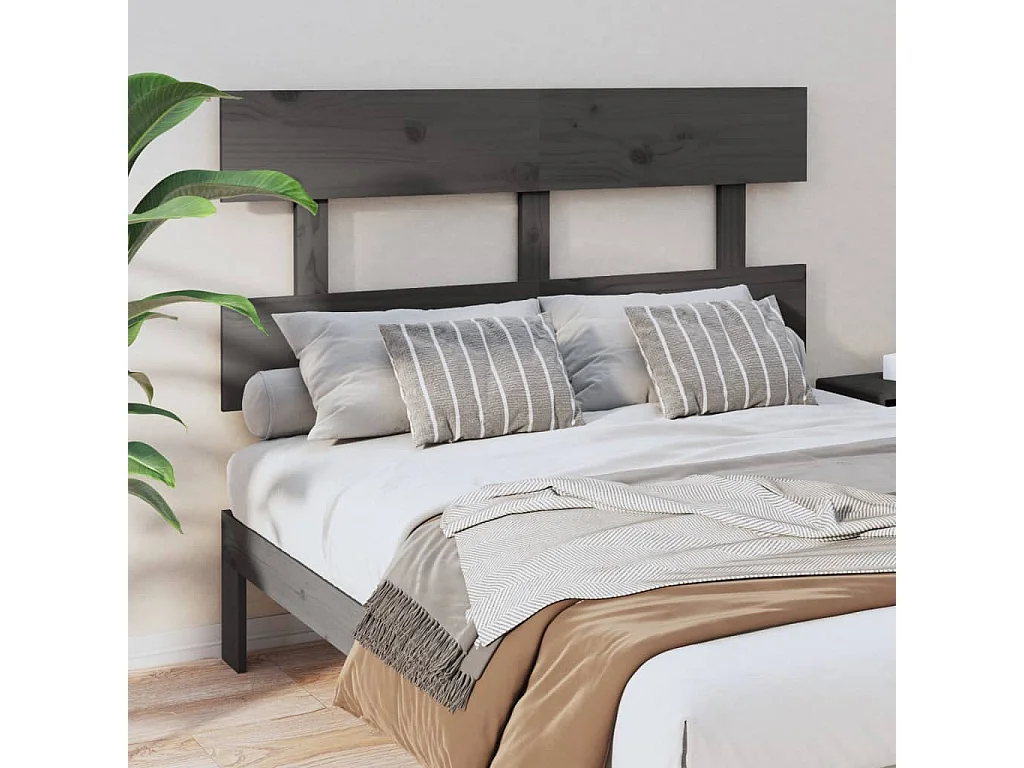 Tête de lit Gris 144x3x81 cm Bois massif de pin POI59242 BonneVie Meuble