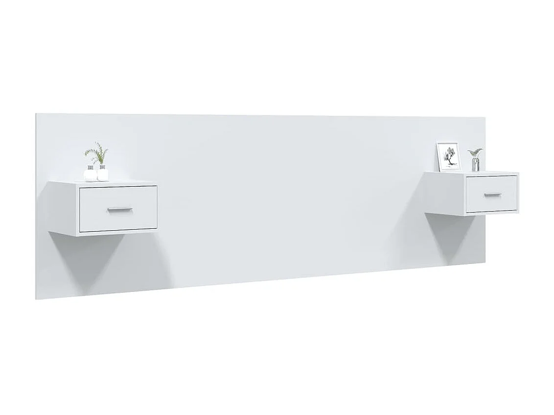 Cabecero de cama con mesitas madera contrachapada blanco ES32350