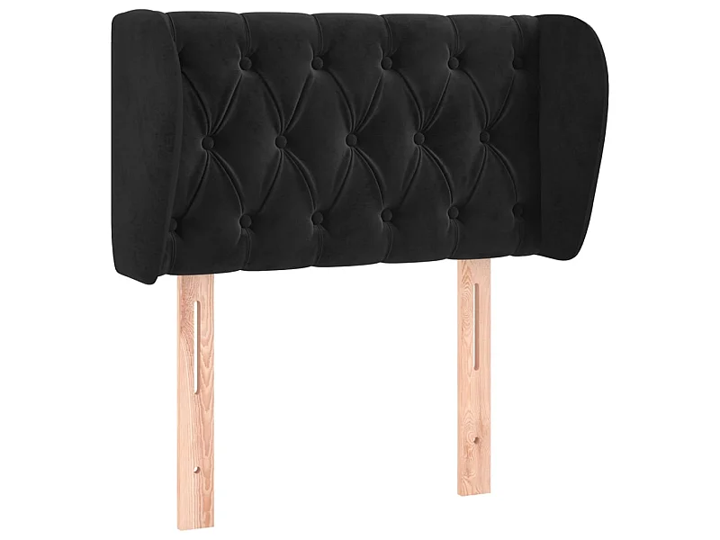 Tête de lit avec oreilles Noir 83x23x78/88 cm Velours POI45441 BonneVie Meuble