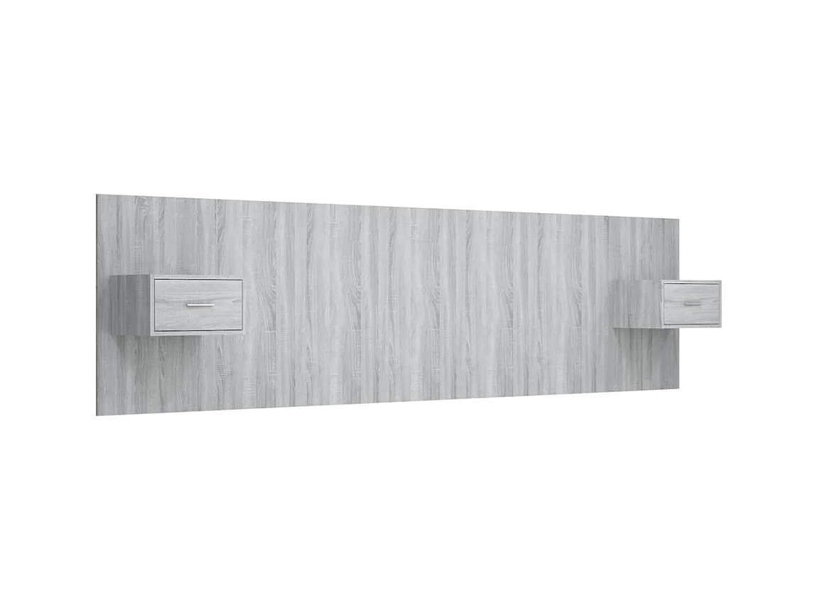 Testiera | Testata del letto Letto con Comodini in Legno Multistrato Grigio Sonoma