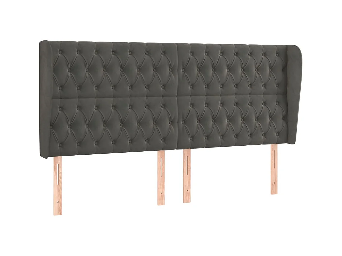 Kopfteil,Bettkopfteil mit Ohren Dunkelgrau 183x23x118/128 cm Samt -gkd96040
