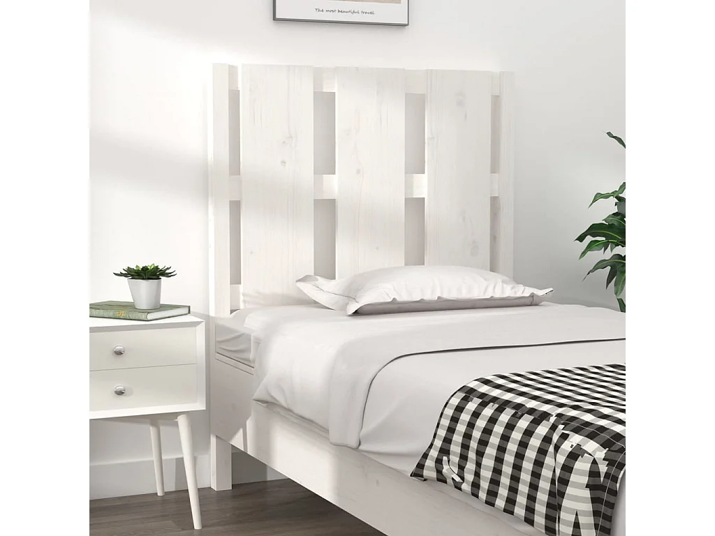 Tête de lit Blanc 80,5x4x100 cm Bois massif de pin POI99937 BonneVie Meuble