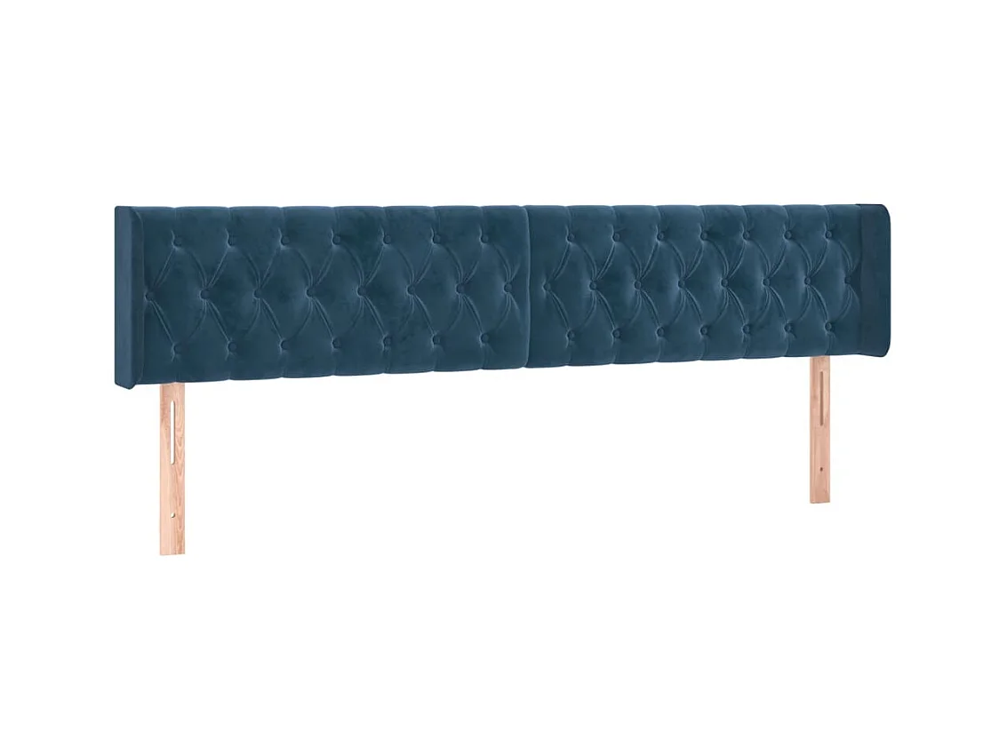 Testiera | Testata del letto ad Orecchio Blu Scuro 183x16x78/88 cm in Velluto