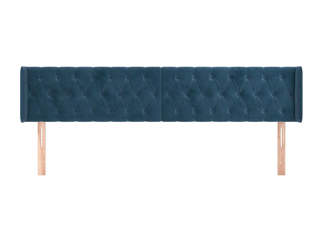 Tête de lit avec oreilles Bleu foncé 183x16x78/88 cm Velours POI20037 BonneVie Meuble
