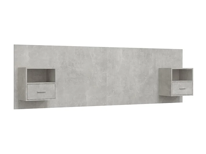 Cabecero de cama con mesitas madera contrachapada gris hormigón ES26109