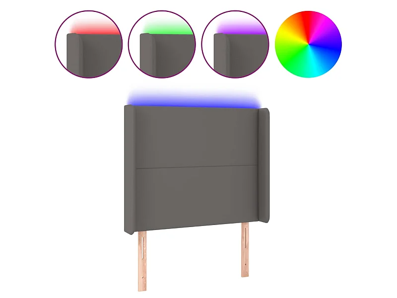 LED Kopfteil,Bettkopfteil Grau 93x16x118/128 cm Kunstleder -gkd594228